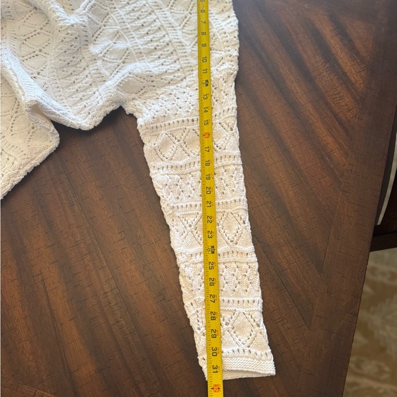 American Knitworks Cream Tunic Sweater Fisherman Long Knit White Pullover M - Picture 7 of 12